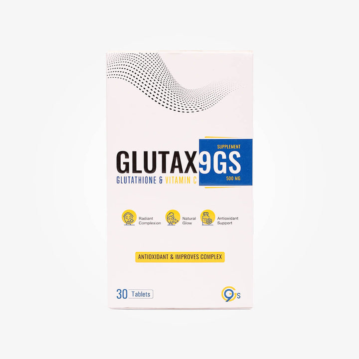 Glutax9GS - Glutathione + Vitamin C Best Skin whitening Supplement, Glutathione Tablets 500 mg,