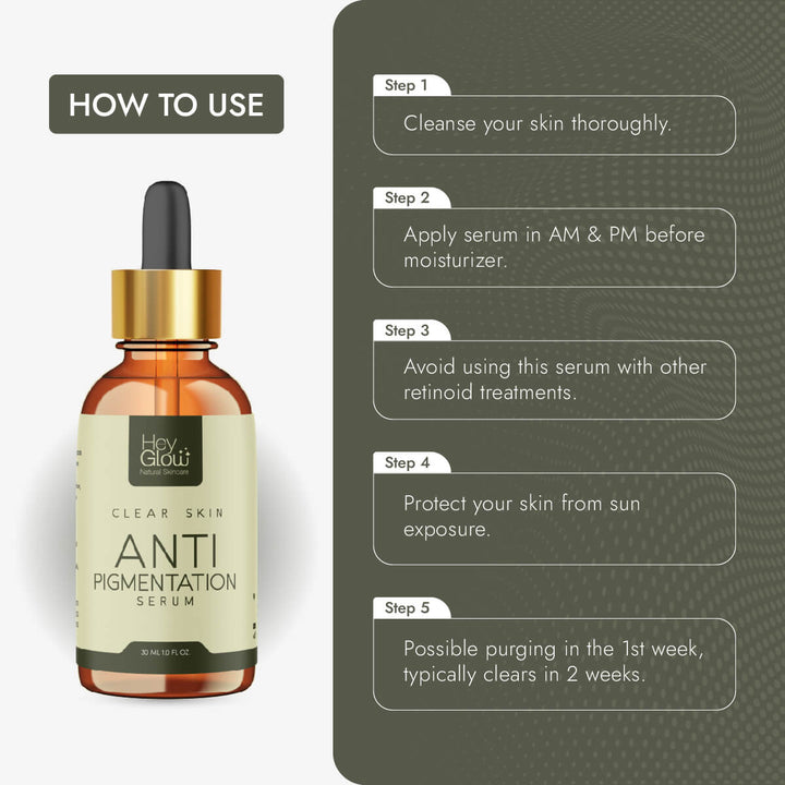 How to use anti pigmenation serum for dark skin, hyper pigmentation and acne,