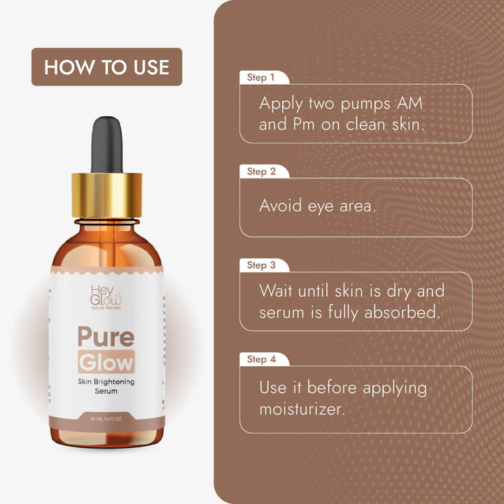 How to use Pureglow Skin whitening serum, HeyGlow Serums,